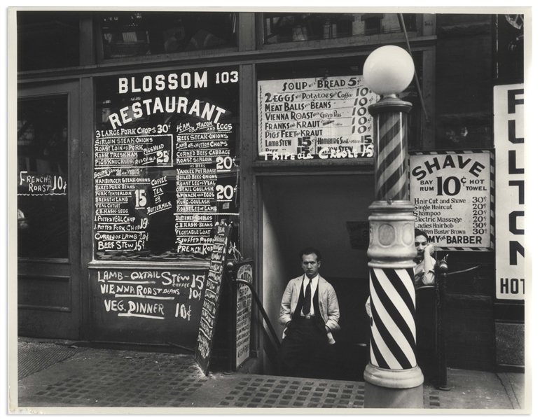 Berenice Abbott Signed 14 x 11 Photograph of Blossom Restaurant, 103 Bowery between Grand and Hester Streets